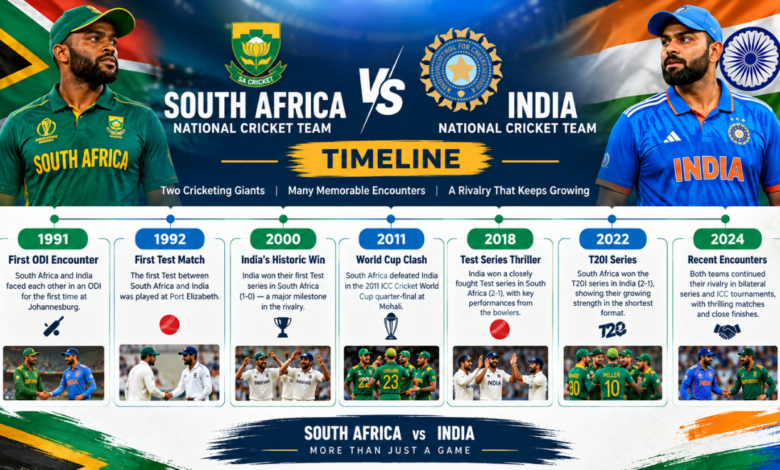 South Africa National Cricket Team vs India National Cricket Team Timeline